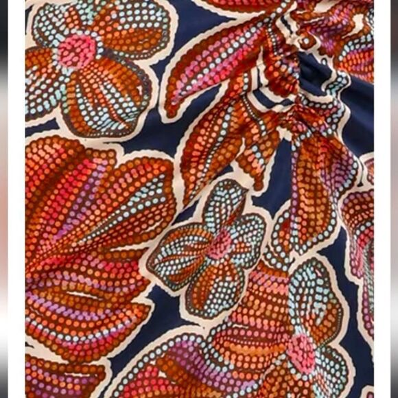 Maggy London Floral Puffed Sleeve Ruched Dress NWT - Picture 10 of 12